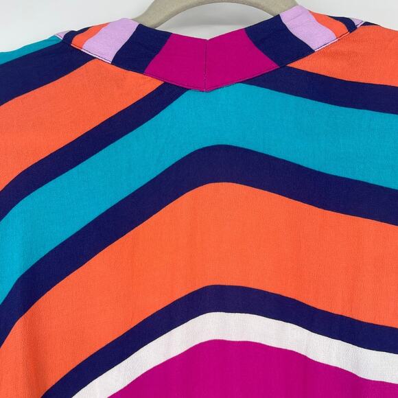 Trina Turk Catch A Wave Tie Front Kimono Swim Cover Up Robe Sz M Rainbow Resort - Picture 7 of 8